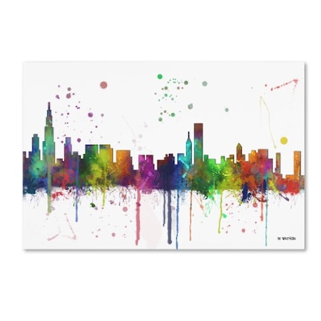 Marlene Watson 'Chicago Illinois Skyline Mclr-1' Canvas Art,16x24